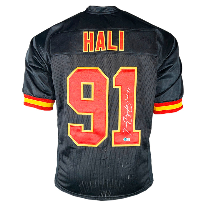 Tamba Hali Signed Kansas City Black Football Jersey (Beckett)