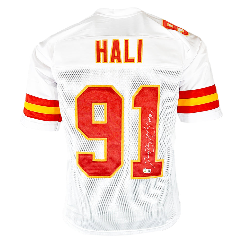 Tamba Hali Signed Kansas City White Football Jersey (Beckett)