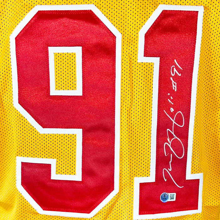 Tamba Hali Signed Kansas City Yellow Football Jersey (Beckett)