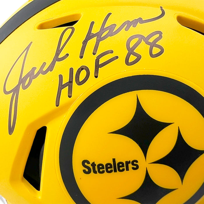 Jack Ham Signed HOF 88 Inscription Pittsburgh Steelers Rave Mini Football Helmet (Beckett)