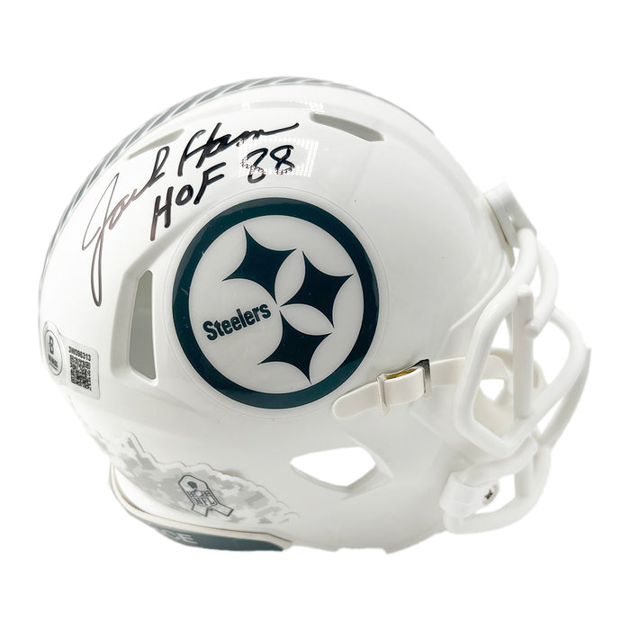Jack Ham Signed HOF 88 Inscription Pittsburgh Steelers Salute to Service 2024 Mini Football Helmet (Beckett)