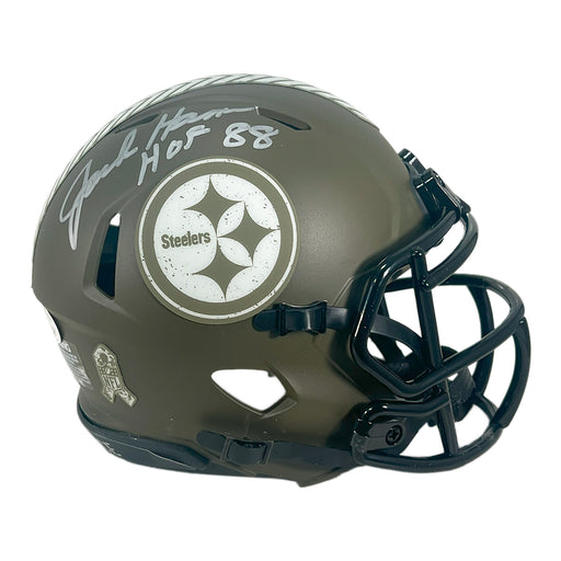 Jack Ham Signed Pittsburgh Steelers Salute to Service Mini Football Helmet (JSA)