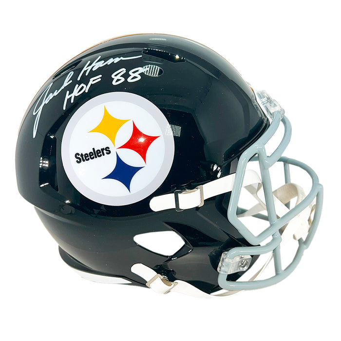 Jack Ham Signed HOF 88 Inscription Pittsburgh Steelers Throwback 63-76 Speed Full-Size Replica Football Helmet (Beckett)