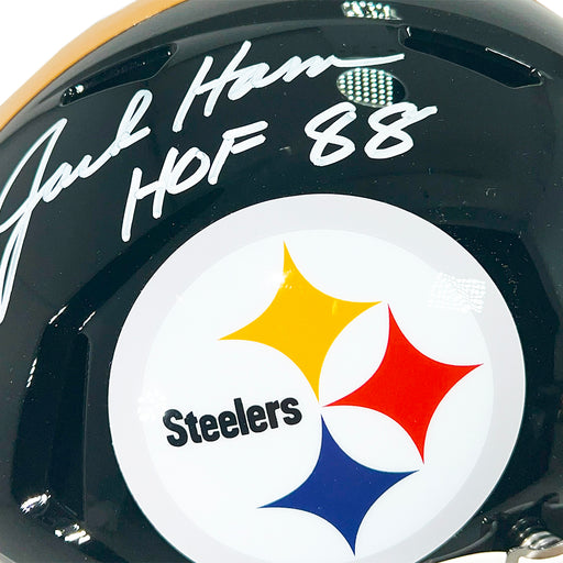 Jack Ham Signed HOF 88 Inscription Pittsburgh Steelers Throwback 63-76 Speed Full-Size Replica Football Helmet (Beckett)