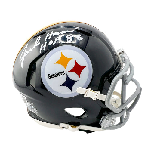 Jack Ham Signed HOF 88 Inscription Pittsburgh Steelers Throwback 63-76 Speed Mini Football Helmet (Beckett)