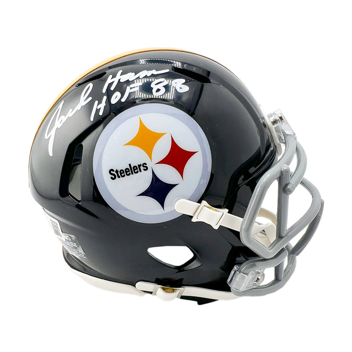 Jack Ham Signed HOF 88 Inscription Pittsburgh Steelers Throwback 63-76 Speed Mini Football Helmet (Beckett)