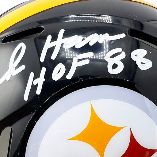 Jack Ham Signed HOF 88 Inscription Pittsburgh Steelers Throwback 63-76 Speed Mini Football Helmet (Beckett)