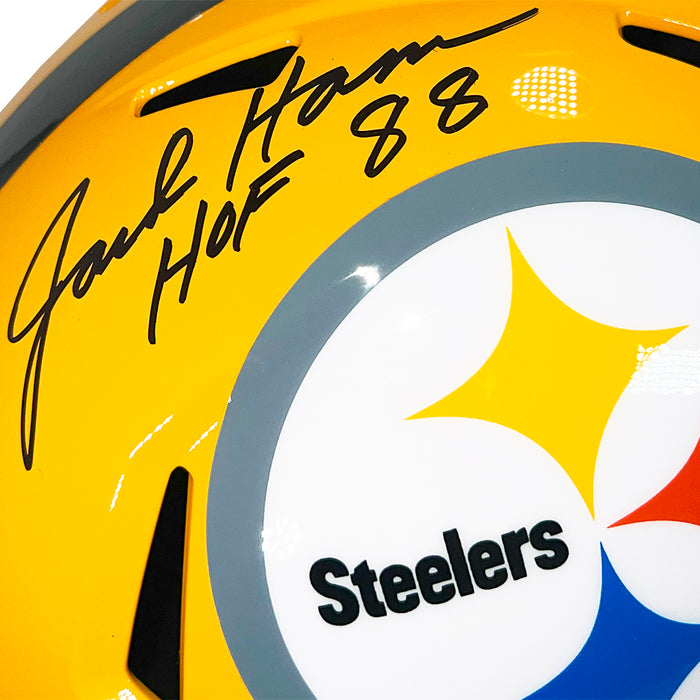 Jack Ham Signed HOF 88 Inscription Pittsburgh Steelers Throwback Gold Speed Full-Size Replica Football Helmet (Beckett)