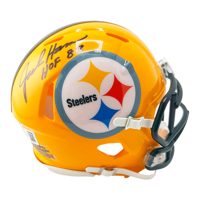Jack Ham Signed HOF 88 Inscription Pittsburgh Steelers Throwback Gold Speed Mini Football Helmet (Beckett)