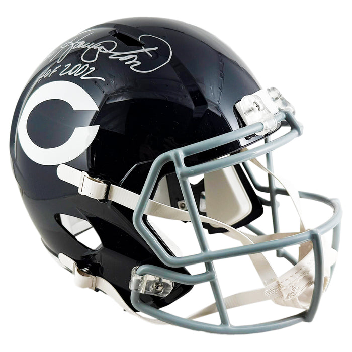 Dan Hampton Signed HOF 2002 Inscription Chicago Bears 60's Classic Speed Full-Size Replica Football Helmet (JSA)