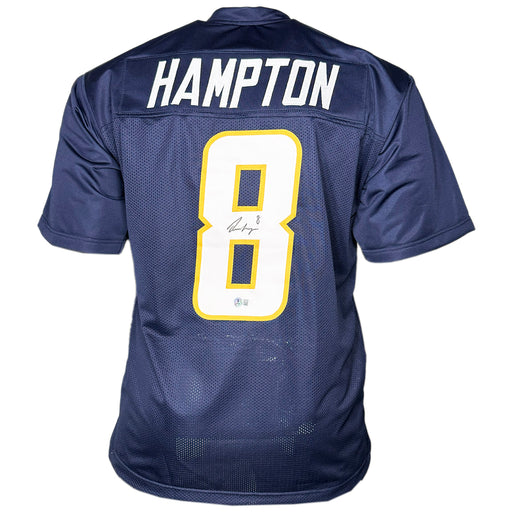 Omarion Hampton Signed Los Angeles Dark Blue Football Jersey (Beckett)