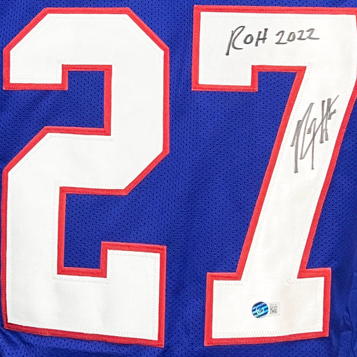 Rodney Hampton Signed ROH 2022 Inscription New York Blue Football Jersey (Beckett)