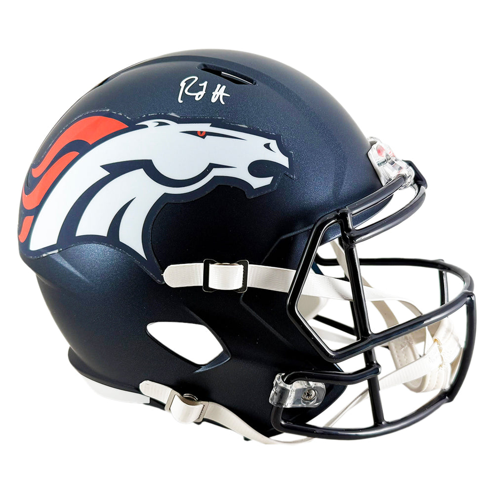 RJ Harvey Signed Denver Broncos Speed Full-Size Replica Football Helmet (JSA)
