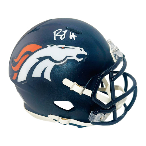 RJ Harvey Signed Denver Broncos Speed Mini Football Helmet (JSA)