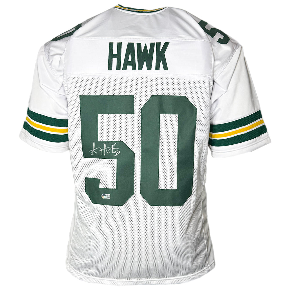 A.J. Hawk Signed Green Bay White Football Jersey (Beckett)