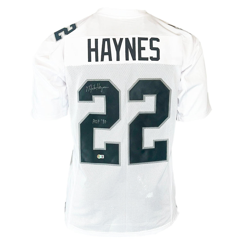 Michael Haynes Signed HOF 97 Inscription Los Angeles White Football Jersey (Beckett)