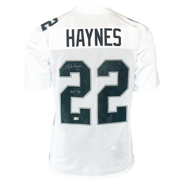 Michael Haynes Signed HOF 97 Inscription Los Angeles White Football Jersey (Beckett)