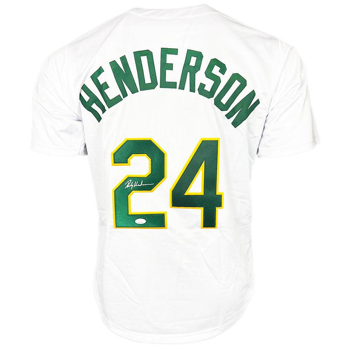 Rickey Henderson Signed Oakland White Baseball Jersey (JSA) - RSA