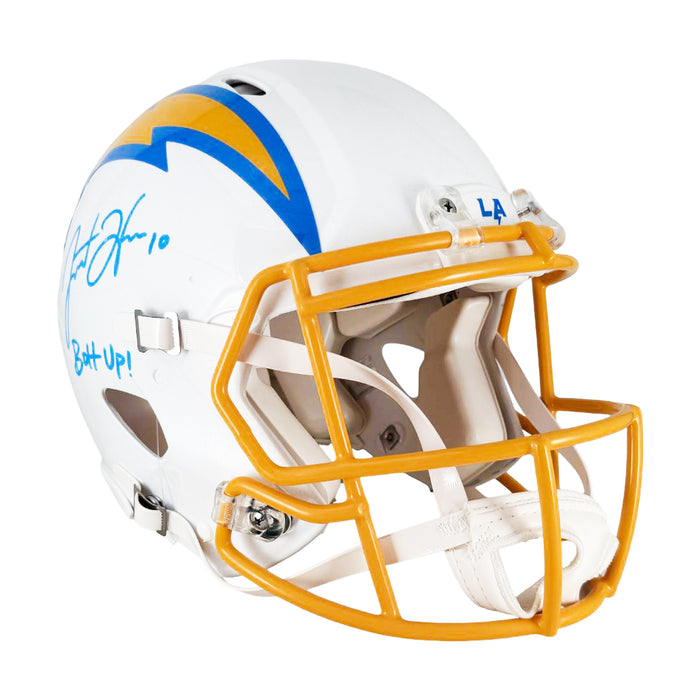 Justin Herbert Signed Bolt Up! Inscription Los Angeles Chargers Authentic Speed Full-Size Football Helmet (Beckett)