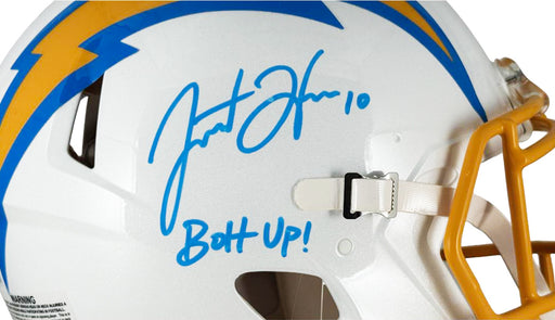 Justin Herbert Signed Bolt Up! Inscription Los Angeles Chargers Authentic Speed Full-Size Football Helmet (Beckett)