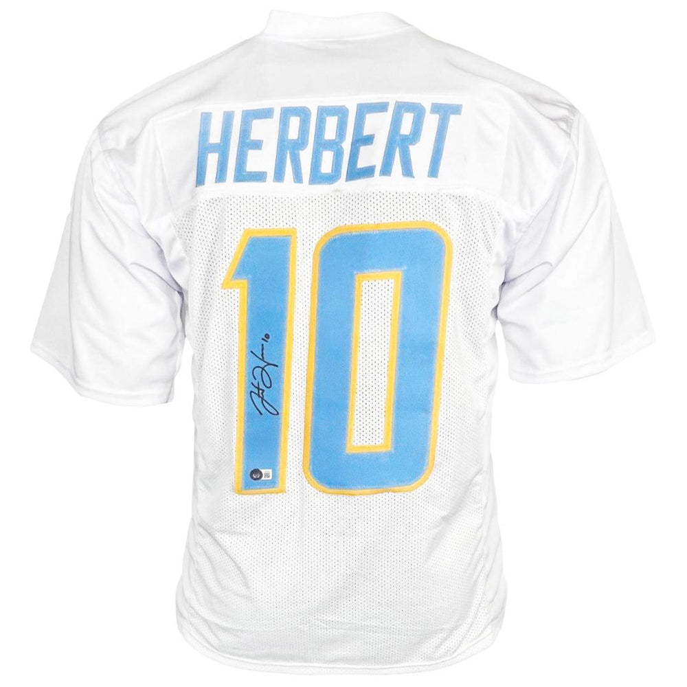 Justin Herbert Signed Los Angeles White Football Jersey (Beckett) - RSA