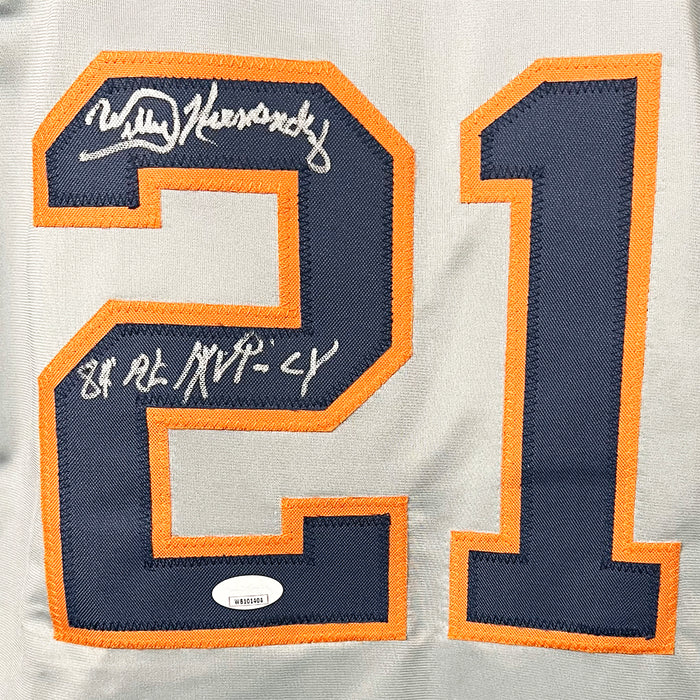 Willie Hernandez Signed 2 Inscription Detroit Grey Baseball Jersey (JSA)