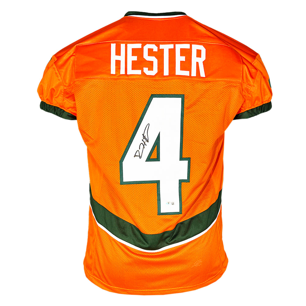 Devin Hester Signed Miami College Orange Game Style Football Jersey (Beckett)