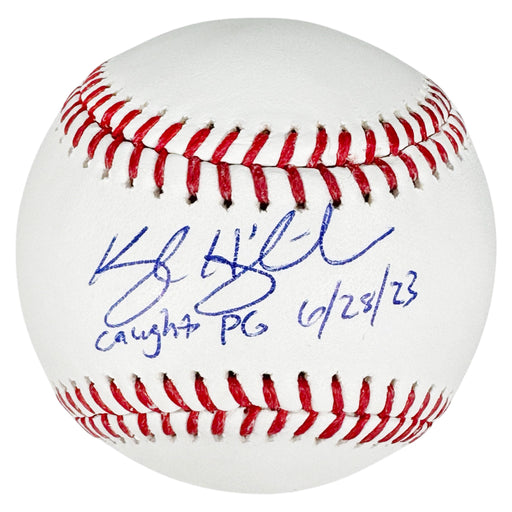 Kyle Higashioka Signed Caught PG 6/28/23 Inscription Rawlings Official Major League Baseball (JSA)