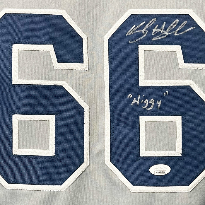 Kyle Higashioka Signed Higgy Inscription New York Grey Baseball Jersey (JSA)