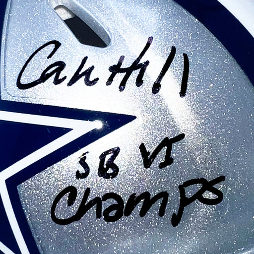 Calvin Hill Signed SBVI Champs Inscription Dallas Cowboys Speed Mini Football Helmet (Beckett)