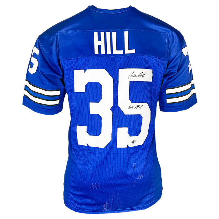 Calvin Hill Signed 69 ROY Inscription Dallas Royal Blue Football Jersey (Beckett)