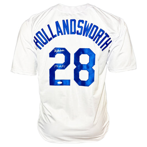 Todd Hollandsworth Signed 1996 NL ROY Inscription Los Angeles White Baseball Jersey (JSA)