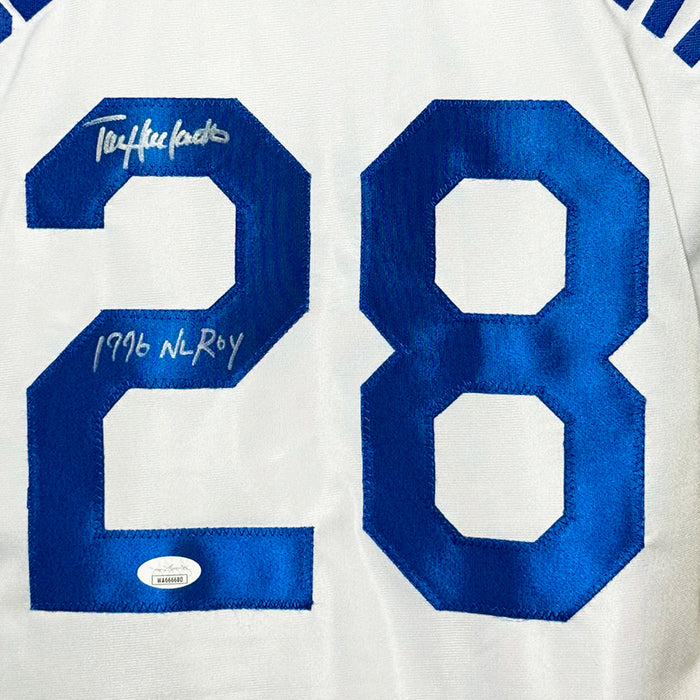 Todd Hollandsworth Signed 1996 NL ROY Inscription Los Angeles White Baseball Jersey (JSA)