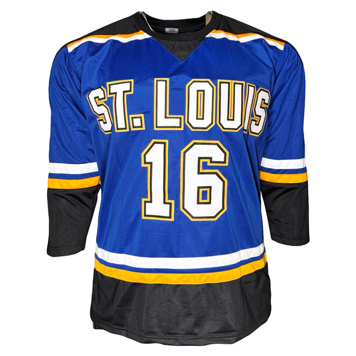 Brett Hull Signed St. Louis Modern Blue Hockey Jersey (JSA)