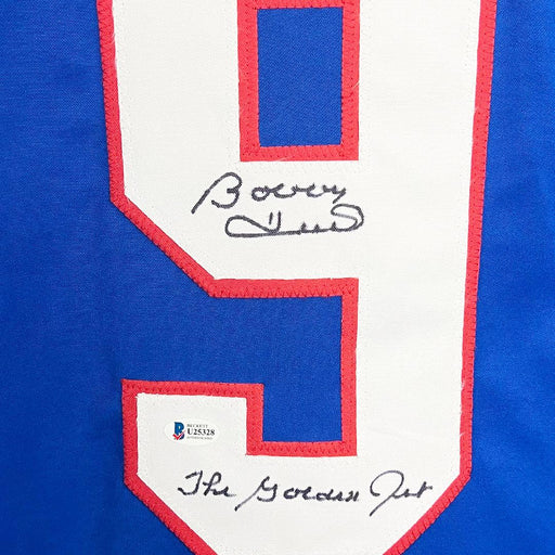 Bobby Hull Signed The Golden Jet Inscription Winnipeg Blue Hockey Jersey (Beckett) - RSA