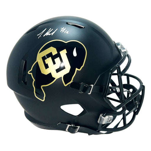 Travis Hunter Signed Colorado Buffaloes Speed Full-Size Replica Black Football Helmet (Beckett)
