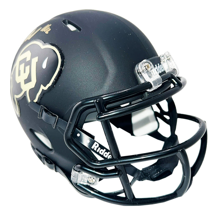 Travis Hunter Signed Colorado Buffaloes Speed Mini Black Football Helmet (Beckett)