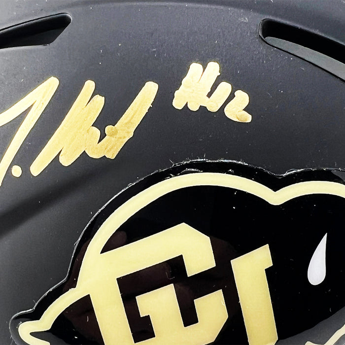 Travis Hunter Signed Colorado Buffaloes Speed Mini Black Football Helmet (Beckett)