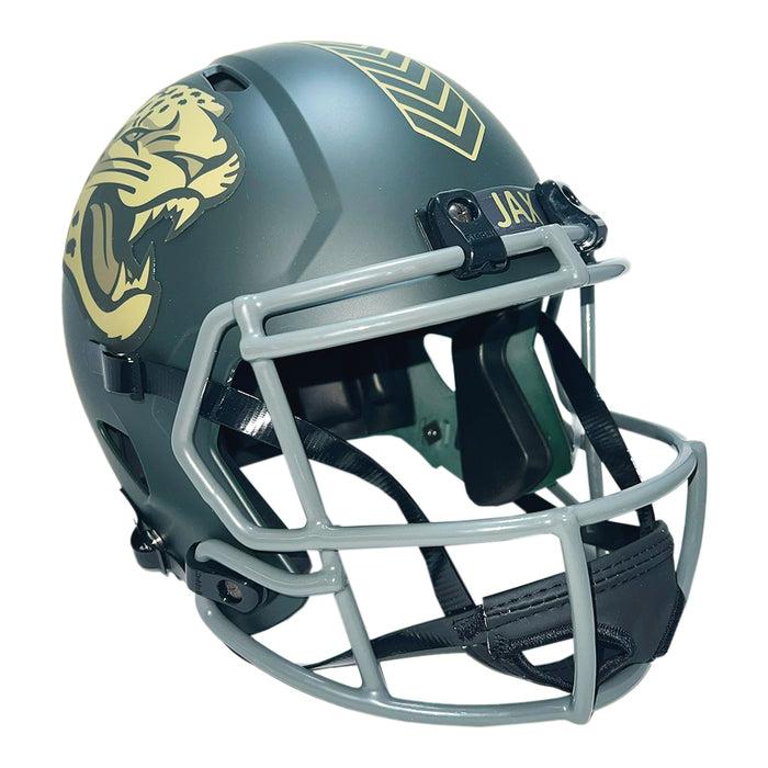 Travis Hunter Signed Jacksonville Jaguars Salute 2025 Full-Size Replica Football Helmet (Beckett)