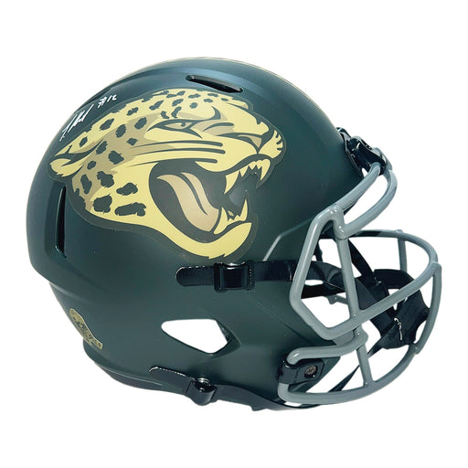 Travis Hunter Signed Jacksonville Jaguars Salute 2025 Full-Size Replica Football Helmet (Beckett)
