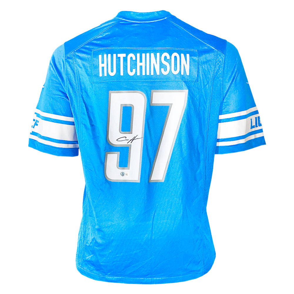 Aidan Hutchinson Signed Authentic Detroit Lions Nike Football Jersey Large (Beckett)