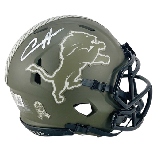Aidan Hutchinson Signed Detroit Lions Salute to Service Speed Mini Football Helmet (Beckett)