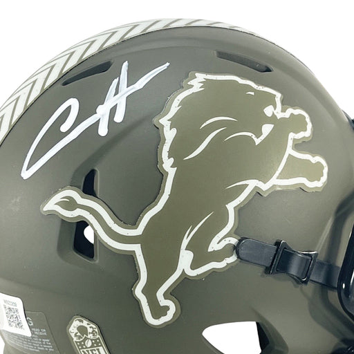 Aidan Hutchinson Signed Detroit Lions Salute to Service Speed Mini Football Helmet (Beckett)