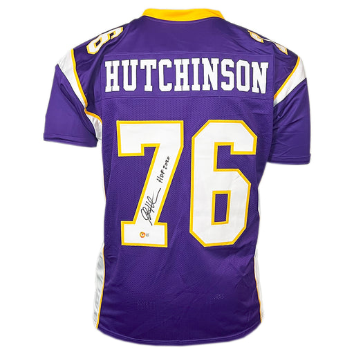 Steve Hutchinson Signed HOF 2020 Inscription Minnesota Purple Football Jersey (Beckett)