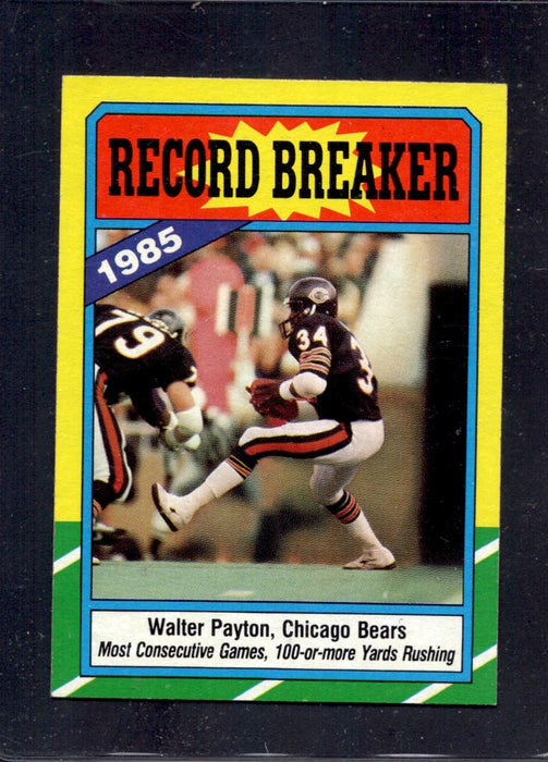 1986 Topps #1 Walter Payton Bears Record Breaker Football Card - RSA