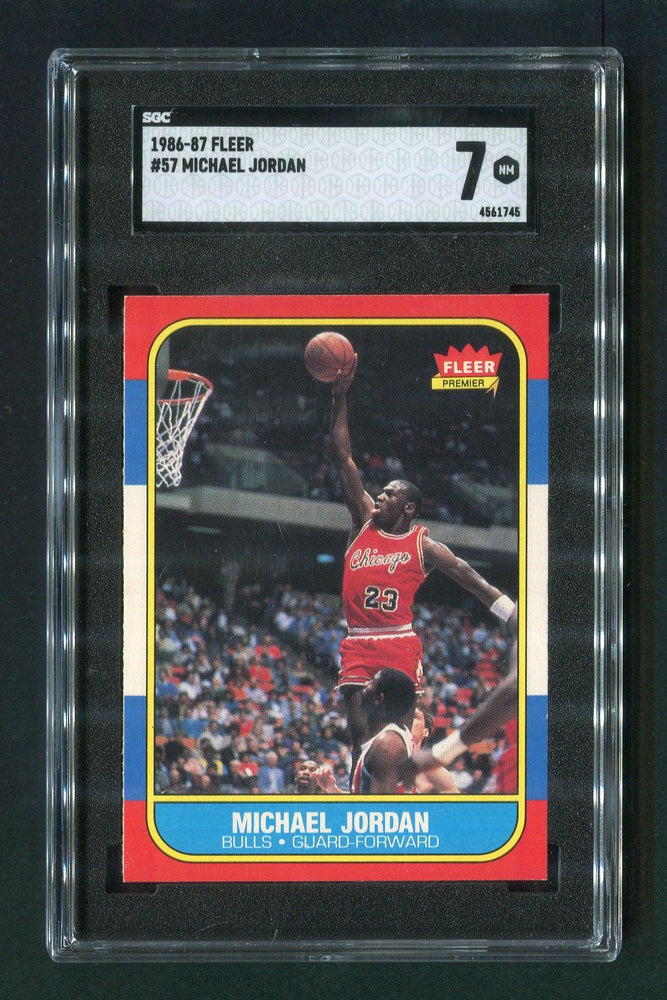 1986-87 Fleer #58 Michael Jordan Chicago Bulls SGC 7 Rookie Basketball Card - RSA