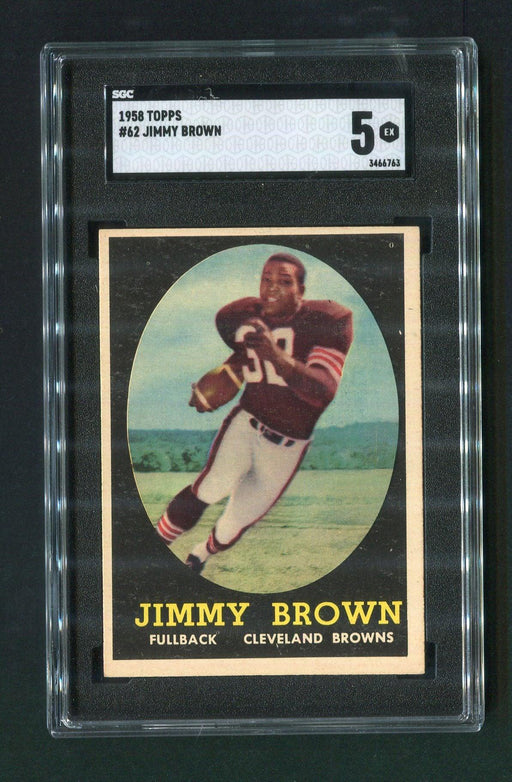 1958 Topps #62 Jim Brown Cleveland Browns SGC 5 Rookie Football Card - RSA