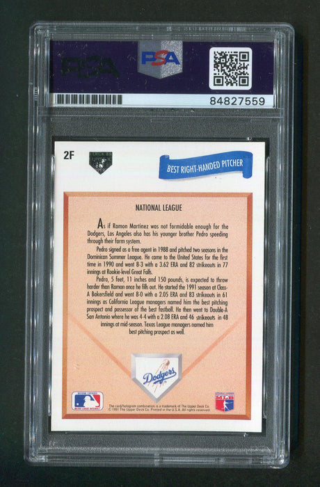 1991 Upper Deck #2F Pedro Martinez PSA 10 GEM MINT AUTO GRADE Signed Rookie Card - RSA