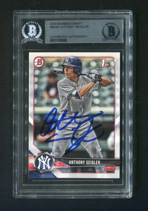 2018 Bowman Draft Anthony Seigler #BD65 BGS Signed Rookie Baseball Card - RSA