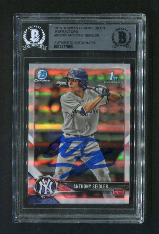 2018 Bowman Chrome Draft Refractors Anthony Seigler #BDC65 BGS Signed Rookie Baseball Card - RSA